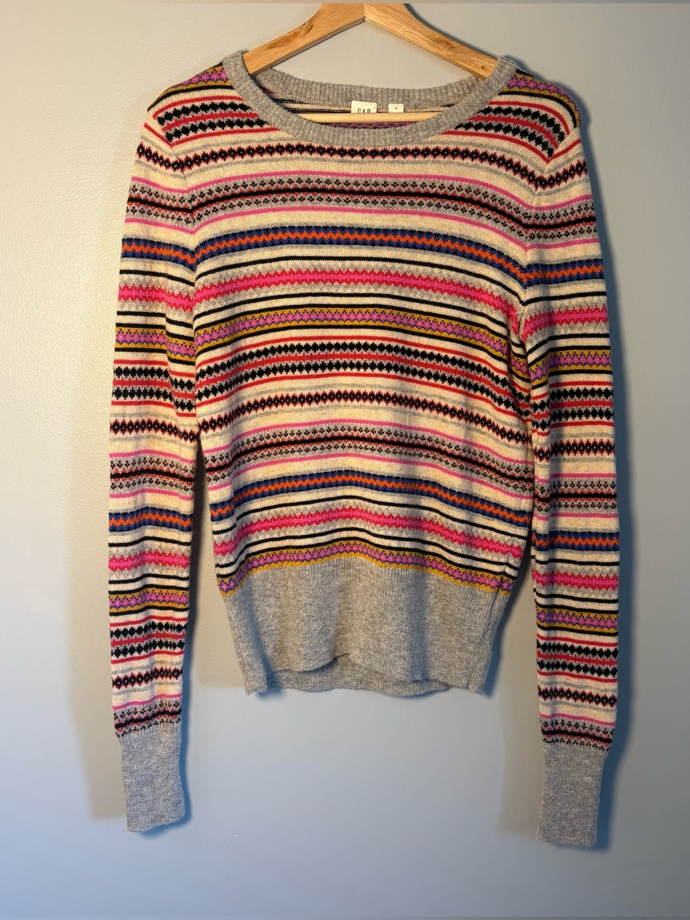 Gap Fair Isle Striped Merino Wool Blend Sweater-beautiful and cozy size M